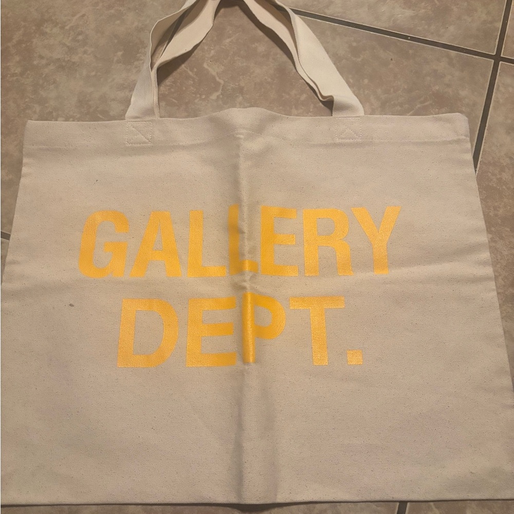 Gallery Dept Cream Canvas Tote with Yellow Logo